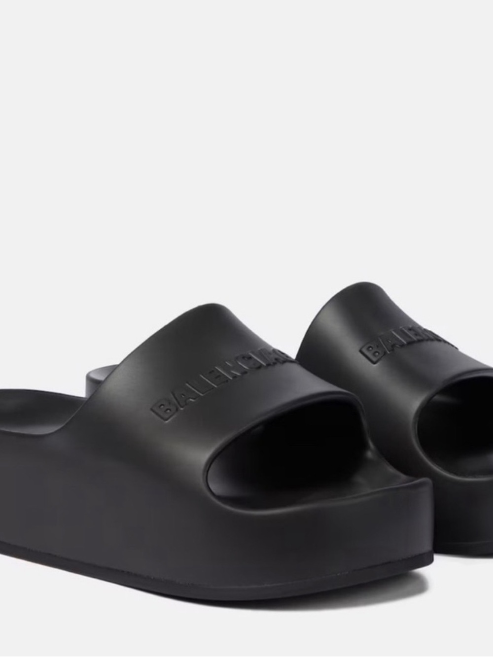 Balenciaga Black Platform Pool Slides